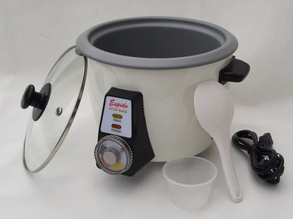 Persian rice cooker with Tahdig rice cake Tadig rice crust (3-5 people - 1.2 L - 500 Watts - RCG30T), Exterior: White/Pot: Grey