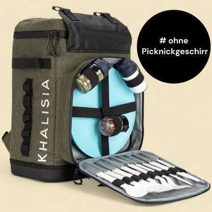 KHALISIA - REISSUE - Bike bag backpack with cooler compartment - Bike accessories - with extra picnic compartment - insulated pannier bag - Khaki - 25 liters