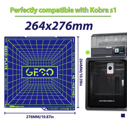 JUUPINE for 3D printer Kobra S1 printing platform cold plate GECO plate, No heating 264x276mm textured carbon plate hot bed, for Anycubic Cobra S1/Kobra S1 Combo