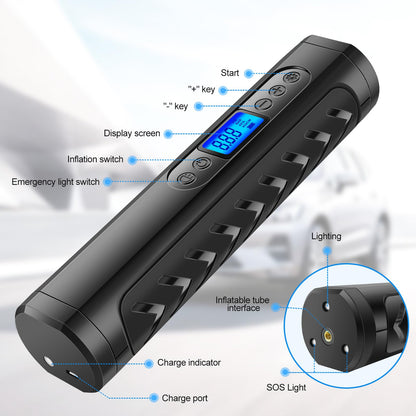 NWOUIIAY Electric Bike Air Pump 6000mAh Mini Portable Bike Air Pump Air Compressor 150 PSI with Digital Display USB Charging Suitable for Cars Motorcycles Bicycles Ball Games