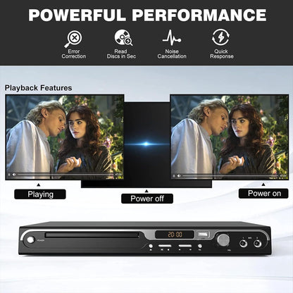 Maite 1080P HD DVD Player for TV - Region Free with dual microphone inputs, USB & HDMI/AV output, metal buttons, and Dolby sound