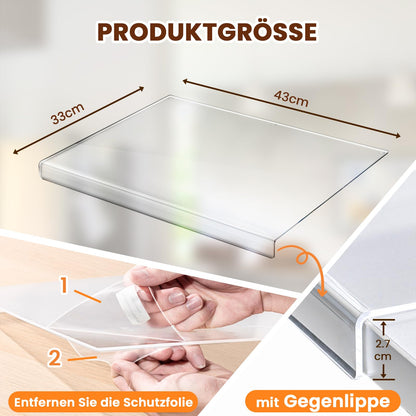 Graceful Acrylic Cutting Board, 43x33cm Large Non-Slip Cutting Board with Lip, Transparent Glass Alternative Kitchen Board, Kitchen Utensils Gift, Kitchen Gadgets