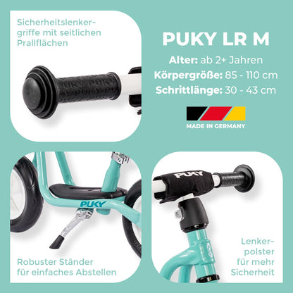 PUKY LR M Aqua Green | Balance bike for ages 2 and up | Kids' toy for ages 2 and up | Scooter with footboard | Training bike with safety handlebars | Adjustable handlebar & seat height