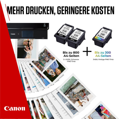 Canon ink cartridges & paper multipack- PG-545XL/CL-546XL Original high yield printer cartridges 2 pack (2X black, 1 x color)