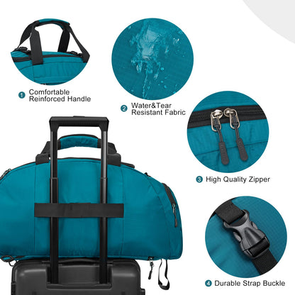 G4Free 40L foldable 3-way travel duffle sports bag with shoe compartment for men and women. Perfect for sports, fitness, gym, and vacation.