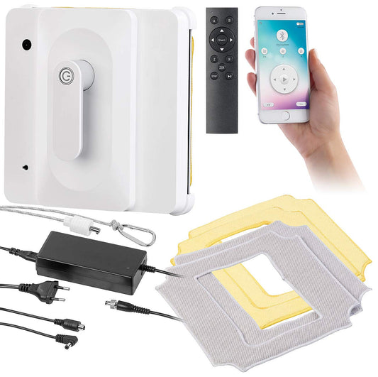 Sichler Household Appliances Window Cleaning Robot: Professional Window Cleaning Robot PR-040 with Bluetooth, App & Safety Rope (Window Vacuum Cleaner, Window Cleaning Robot Battery, Window Cleaning)