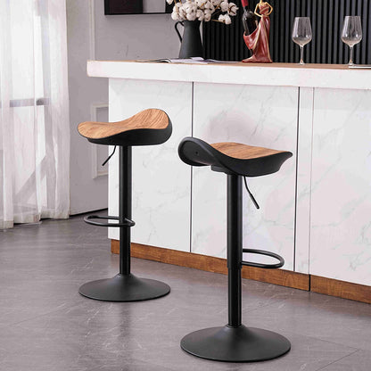 Kidol & Shellder Bar Stool Set of 2 360° Swivel and Height Adjustable Modern Kitchen Counter Hydraulic Armless Wood Grain...