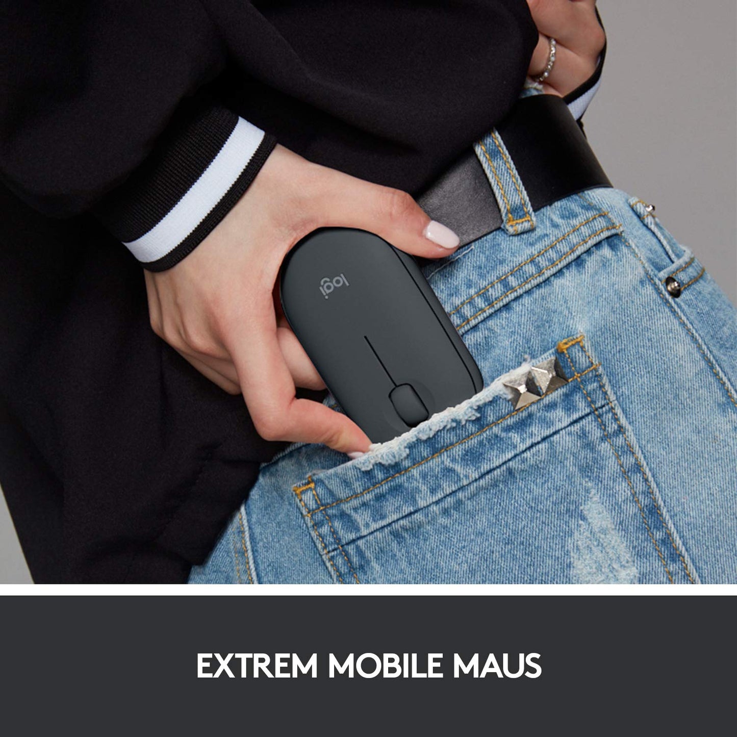 Logitech M350 Pebble Wireless Mouse, Bluetooth and 2.4 GHz connection via Nano USB receiver, 18-month battery life, 3 buttons, silent clicking and scrolling, for PC/Mac/iPadOS - Graphite