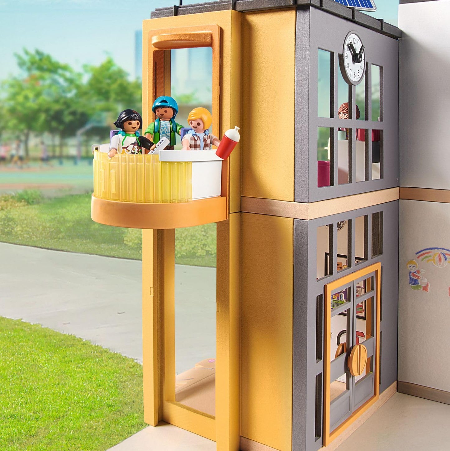 PLAYMOBIL City Life 71327 Big School with movable blackboard, for ages 5+ & City Life 71329 School Bus, Large school bus with sliding door
