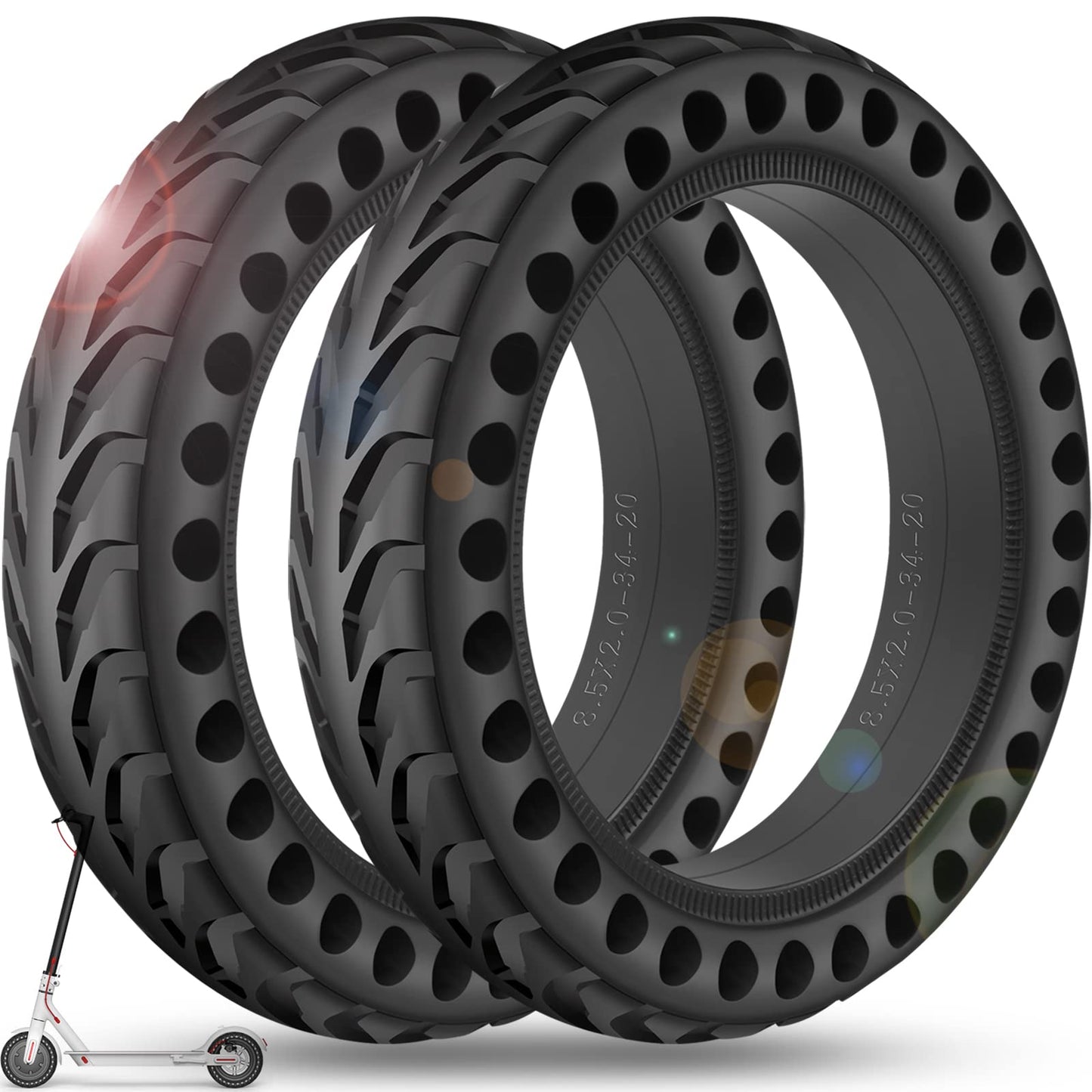 BANGTING 8.5 Inch E Scooter Solid Tire, 8 1/2 x2 Solid Rubber Tire, 50/75-6.1 Replacement Tire for Xiaomi Pro 2 / M365 / M365 Pro / 1S / 3/3 Lite / Essential and all models, (2 PCS)