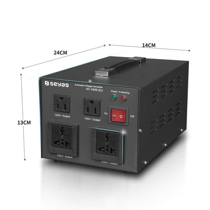 SEYAS 1000W Voltage Converter USA Voltage Converter 220V to 110V Transformer Automatically Step Up & Step Down with U.S. Patent (1000W)