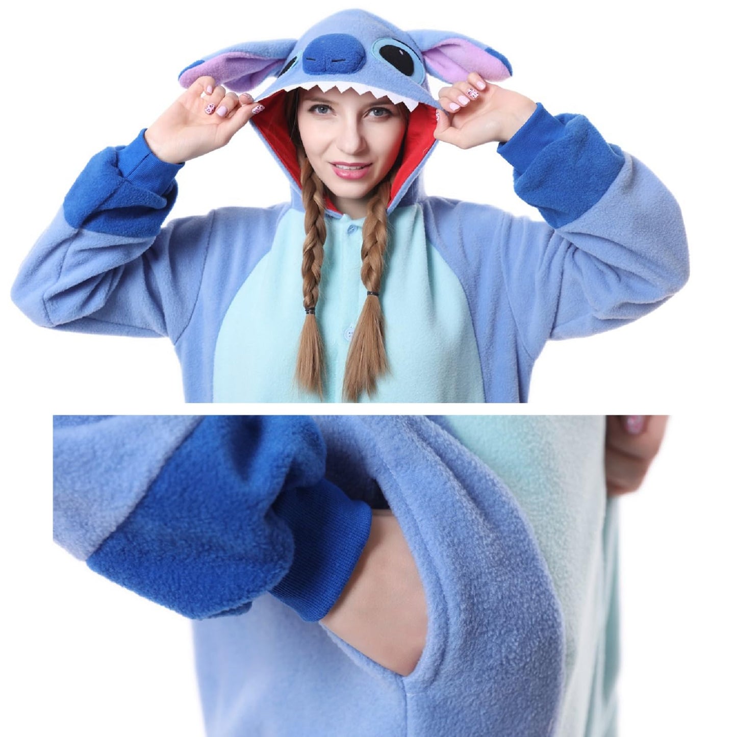 RANSUU Stitch Onesie Costume Relaxo Jumpsuit Adult Pajamas Women Men Animal Onesie Christmas Carnival Halloween Blue S