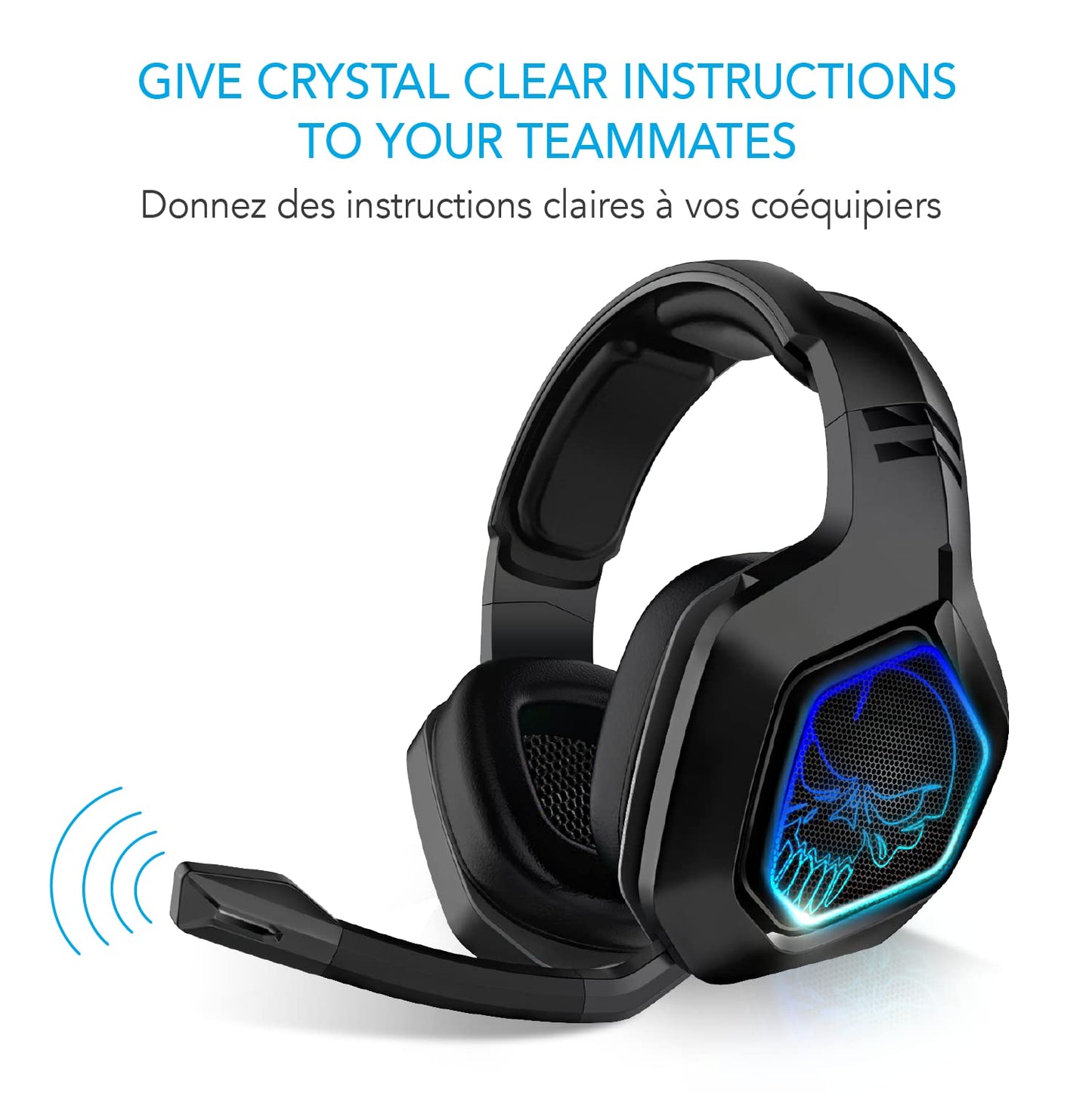 SPIRIT OF GAMER - XPERT-H900 - Pro Gamer headset - Powerful bass - Blue LEDs - Leatherette - Flexible microphone - 12-hour autonomy - PS5 / PC / PS4