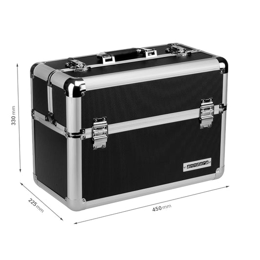 anndora tool box long - L 45 x W 23 x H 34 cm - universally usable - variable dividers - lockable - color black