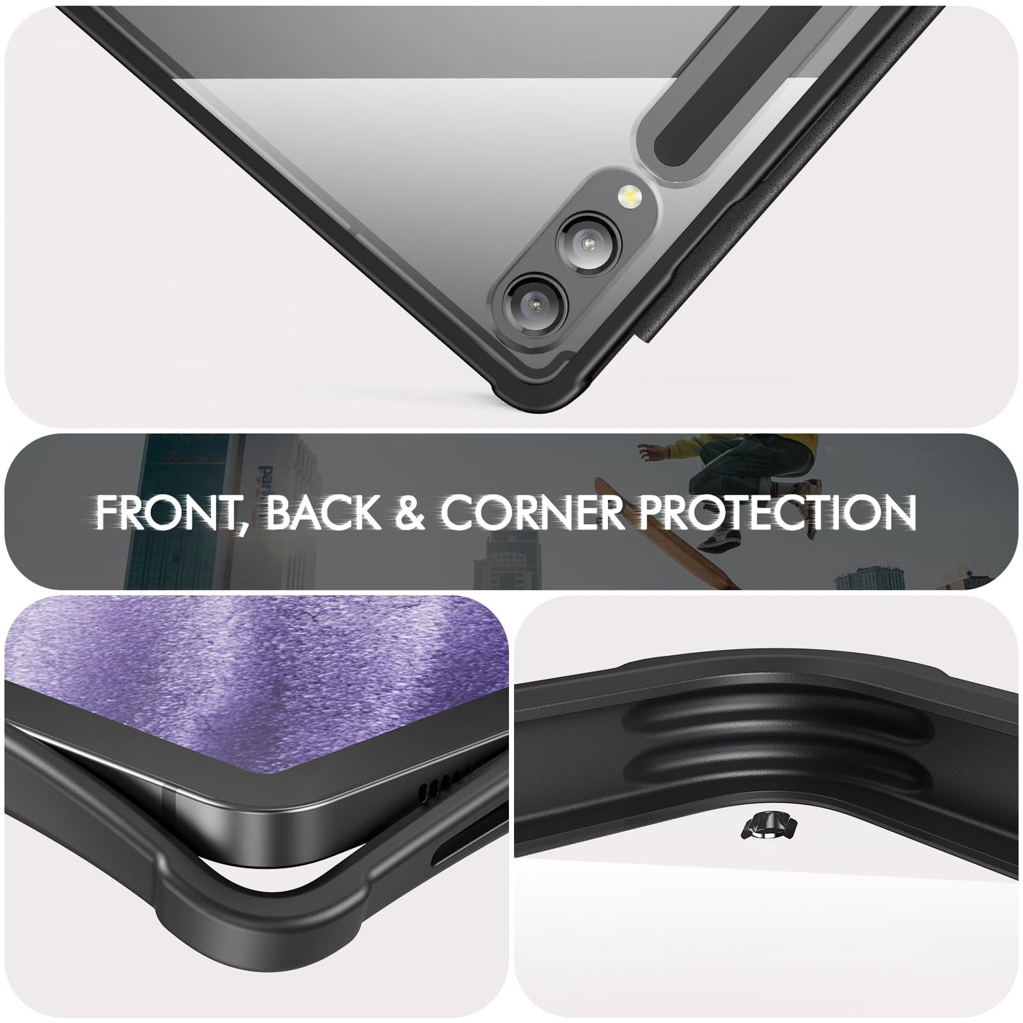 INFILAND for Samsung Galaxy Tab S9 FE+ Plus/S9+ Plus Case with Keyboard, [High-precision Touchpad] 360 Degree Rotatable Stand, German Backlit Bluetooth Samsung Galaxy Tab S9 Plus Keyboard, Black
