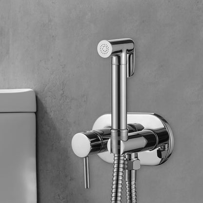 Ibergrif M22010 - Concealed WC-Bidet Hand Shower Set with shower and holder, hose, hot and cold water, chrome, silver