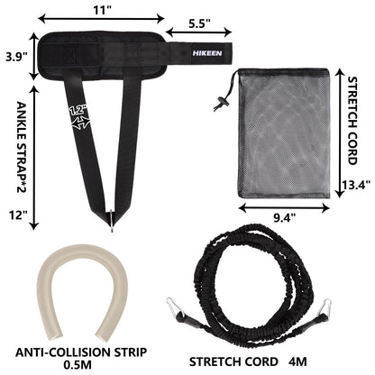 BOOSTEADY Swimming Belt for Pool with Ankle Straps for Swimming Anti-collision Strips Storage Mesh Bag, 3.6M Adjustable Swim Resistance Belt Kit Swim Aid Swim Trainer for Adults