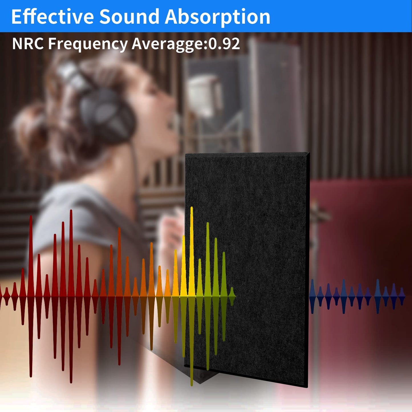 Rdutuok 12 Pieces Acoustic Panels, 30 x 30 x 1 cm High Density Acoustic Panel Soundproofing Panels for Recording Studio, Office, Studio, Sound Treatment, and Wall Decoration (Black)