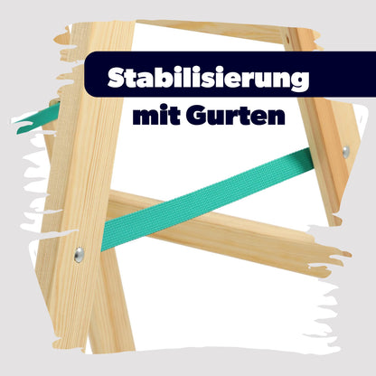 KADAX Wooden Step Ladder, Folding Painter's Ladder with Steel Hooks, Electrician's Ladder, Household Ladder (4 Steps) - Supports up to 150 kg.