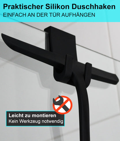 BLUMBACH® Shower Squeegee black, squeegee shower with holder 28 cm wide, window squeegee silicone with stainless steel core, shower squeegee wiper, shower wall squeegee, shower squeegee, glass squeegee.