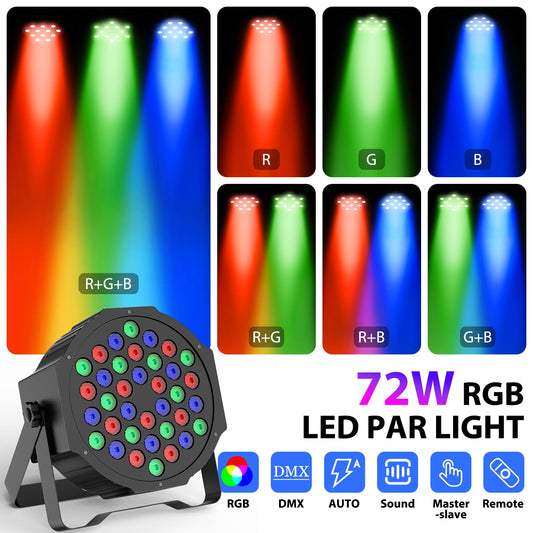 8 pieces LED par light 36 RGB disco light with remote control DMX512 stage lights Auto/Sound/Master-slave DJ light for party bar band concert Halloween Christmas wedding