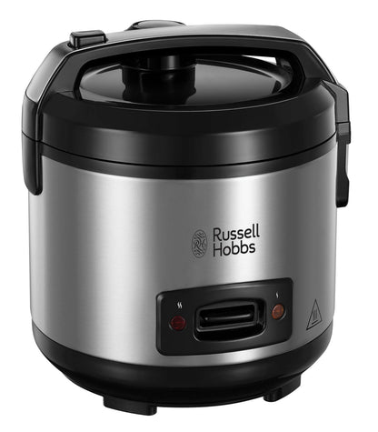 Russell Hobbs Rice Cooker 1.2L with Steamer - includes aroma lid (keep warm function, non-stick cooking pot, rice spoon & measuring cup, stainless steel) 27080-56