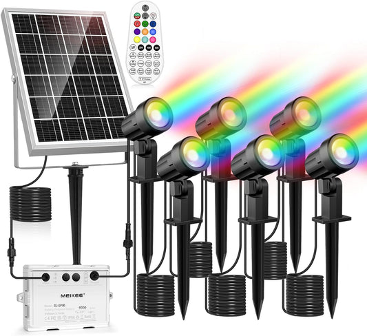 MEIKEE Solar lights for outdoor use with remote control 10 colors 30 cycle modes garden lighting colorful Auto ON/OFF timer garden light IP66 waterproof solar spotlight for outdoor garden path trees balcony 6 pieces
