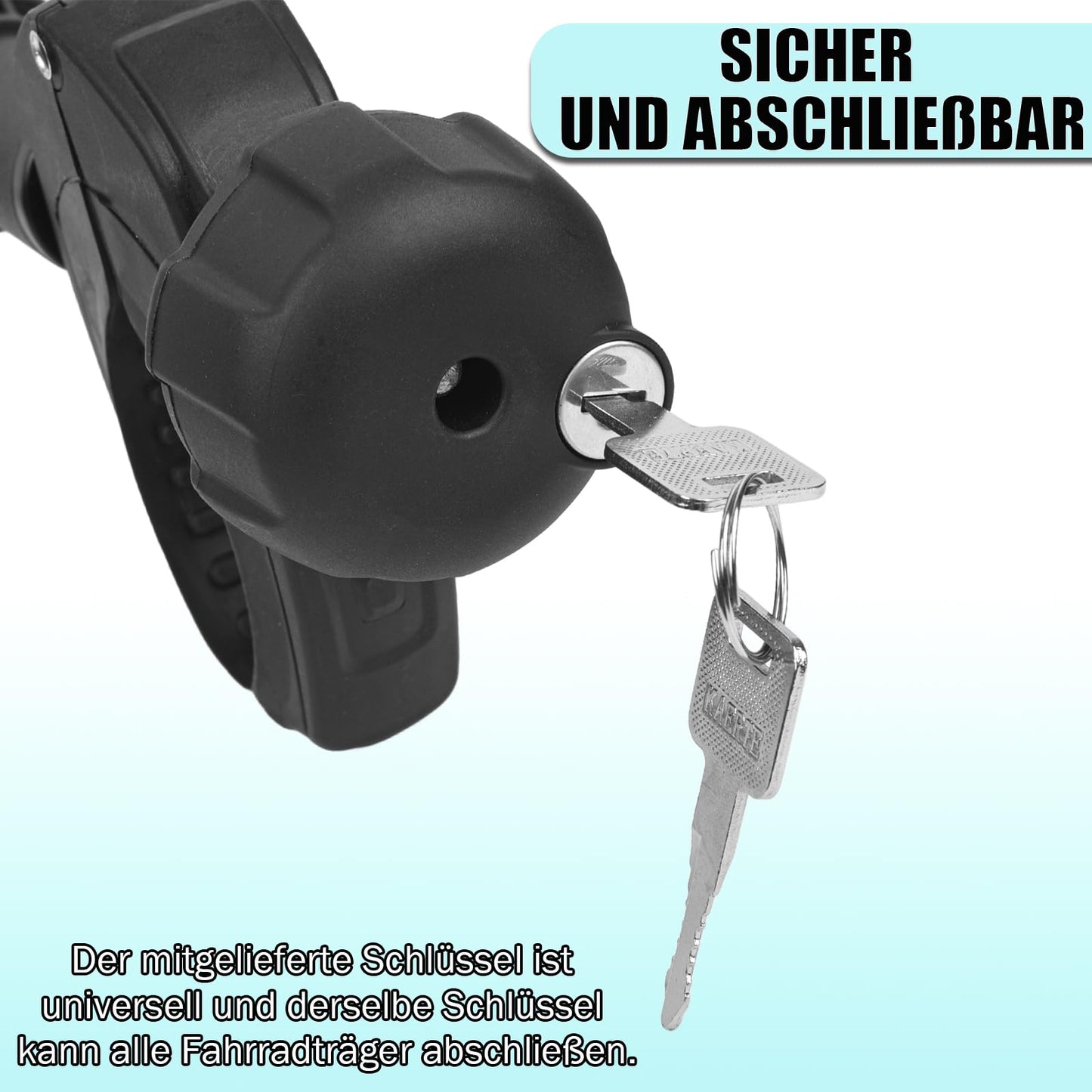 Warm black frame holder 45 cm long, lockable bike frame holder, for U-bar tube: Ø 2.5-3.0 cm, universal replacement holder for bike carriers on all common rear carriers.