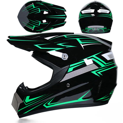 UIGJIOG Downhill Motorcycle Helmet Kids, Helmet Set Men ATV Motorcycle Helmet D.O.T Certified Helmet With Goggles Gloves, Full Face Helmet MTB Including 4 Sizes Helmet Liner, B