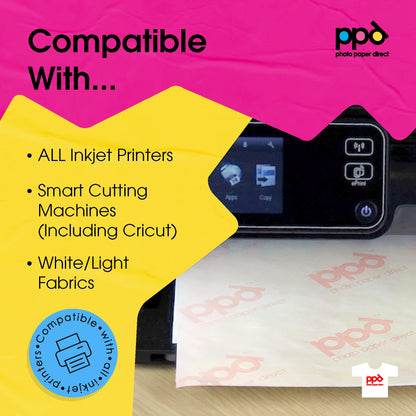 PPD 100xA4 Inkjet Premium Transfer Paper for light fabrics, iron, and heat press PPD-1-100