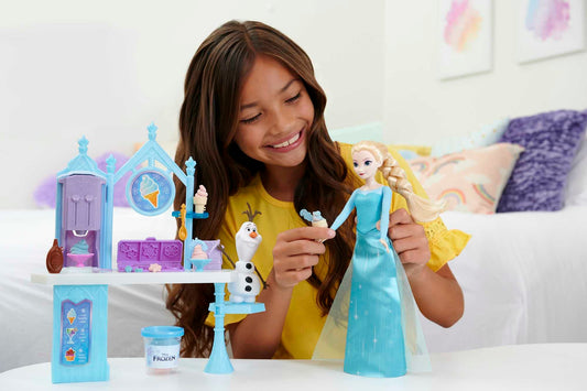 DISNEY Frozen - Elsa and Olaf's Ice Cream Stand with Dessert Machine and accessories, for kids 3 years and up, HMJ48