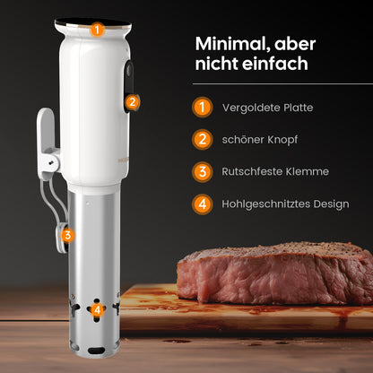 Sous Vide ISV-101W, INKBIRD WiFi Sous Vide Stick Precision Cooker, 1000W, temperature setting up to 90°C, immersion circulator 360° circulation with app preset menus, for the kitchen.