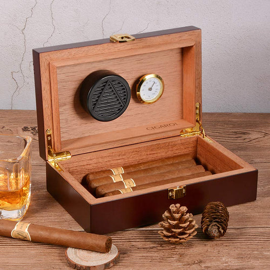 Volenx Humidor, Portable Travel Cigar Humidor, Handmade Cigar Case with Humidifier and Hygrometer, Holds up to 10 Cigars, Great Gifts for Men (Cigars not included)
