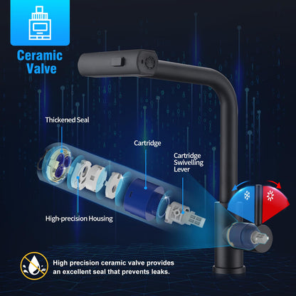 HOMELODY Black Kitchen Faucet, Pull Down Kitchen Faucet with 3 Spray Modes, Sink Faucet with Sprayer, Kitchen Faucet 360° Rotatable, Stainless Steel Mixer Tap.