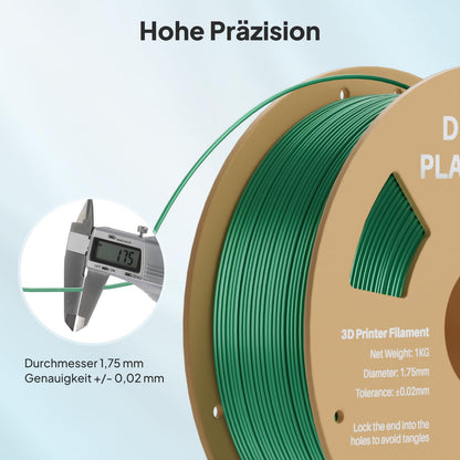 DEEPLEE Silk PLA Filament, Shiny Silk 3D Printer Filament 1.75mm, Multicolor Filament PLA, Dimensional Accuracy +/- 0.02mm, 1kg (2.2lb) Spool, Mint Green 1KG