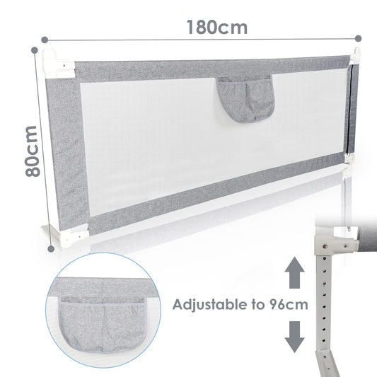 Jopassy 180cm bed guardrail, vertical lifting bed rail, safety guardrail protection, toddler bed rail for protection against falls for toddlers, babies, and children.