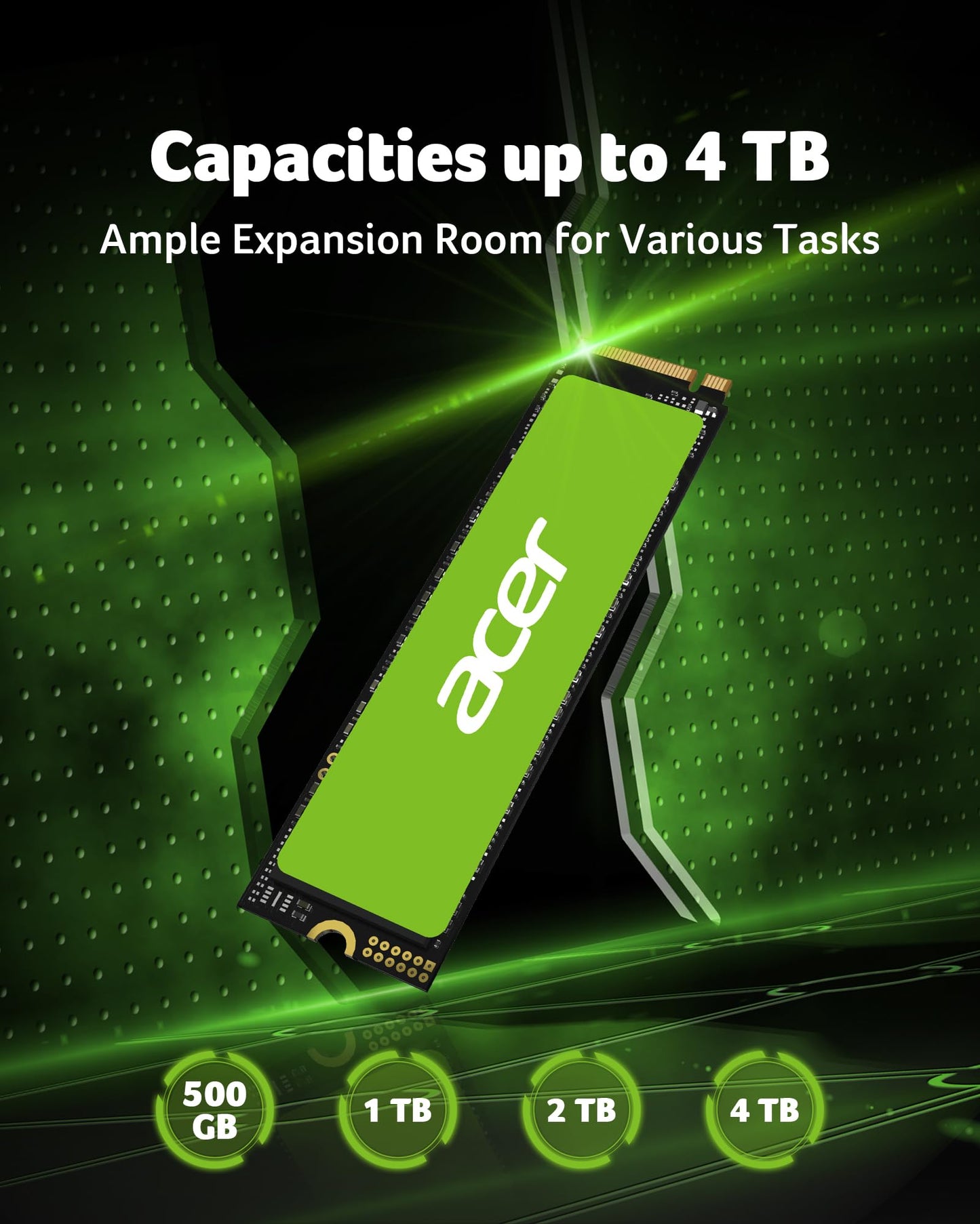 acer FA200 PCIe 4.0 NVMe SSD 2TB: up to 7200 MB/s read speed, Gen4x4 M.2 2280 Internal Solid State Drive with HMB & SLC - for Laptop/Desktop PC/Gaming (PS5 compatible)