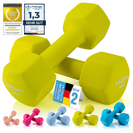 Body & Mind® Dumbbells 2-pack Neoprene Gym Dumbbells; Effective strength training with various weights; Fitness workout for home.
