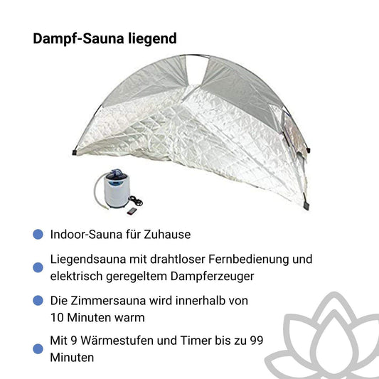 CHI-Enterprise - Steam sauna - lying version | Lie-down sauna with wireless remote control and electronic steam generator, 2 liters | Dimensions: 180x73x50cm | 1000 watts