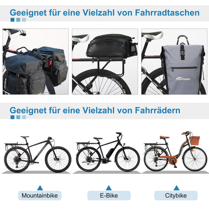 Toptrek bike rack for 24-29 inch bike | Universal aluminum alloy rack, carries at least 50 KG | Rear bike rack for MTB, road bike, ebike, gravel bike