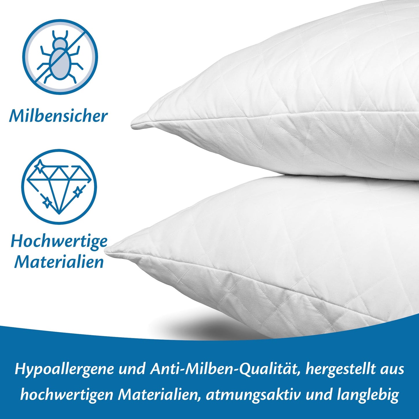 Flowing pillows 50x50 cushion 4-piece set for sofa and bed inner cushion hypoallergenic anti-dust mite pillow filling with soft quilted pillowcase removable and washable for home/hotel