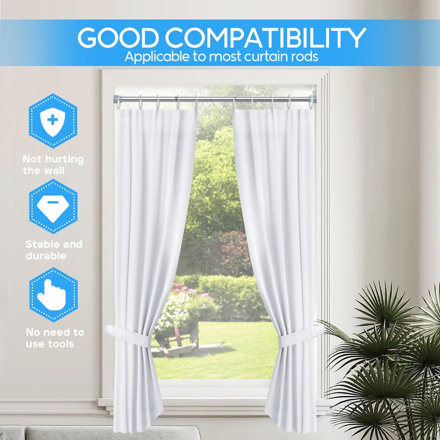 Zipglo 1 piece curtain rod without drilling 113-196cm shower rod telescopic rod curtain rod tension rod adjustable for bathroom, windows, kitchen, closet, silver