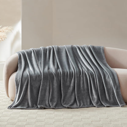 WAVVE cuddly blanket fluffy fleece blanket - sofa blanket 230x270 cm living room blanket couch blanket, gray blanket sofa light, large blanket huge sofa throw soft