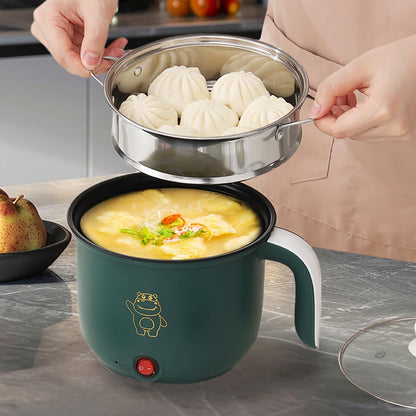 Electric Hot Pot with Steamer, Electric Hot Pot 1.5l, Portable Mini Non-stick Multicooker, Fast Ramen Cooker, Portable Non-stick Pot for Home, Office, Dormitory