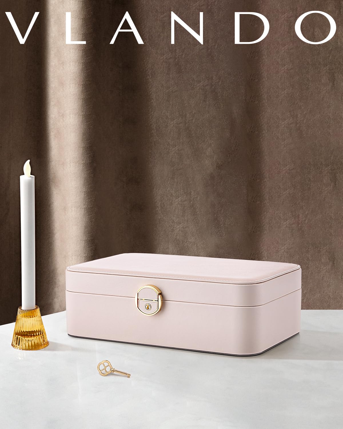 Vlando Jewelry Box for Girls Women, Double-Layer Jewelry Case, Lockable Jewelry Chest, Jewelry Storage Box for Rings Earrings Bracelets Necklaces, Jewelry Organizer.