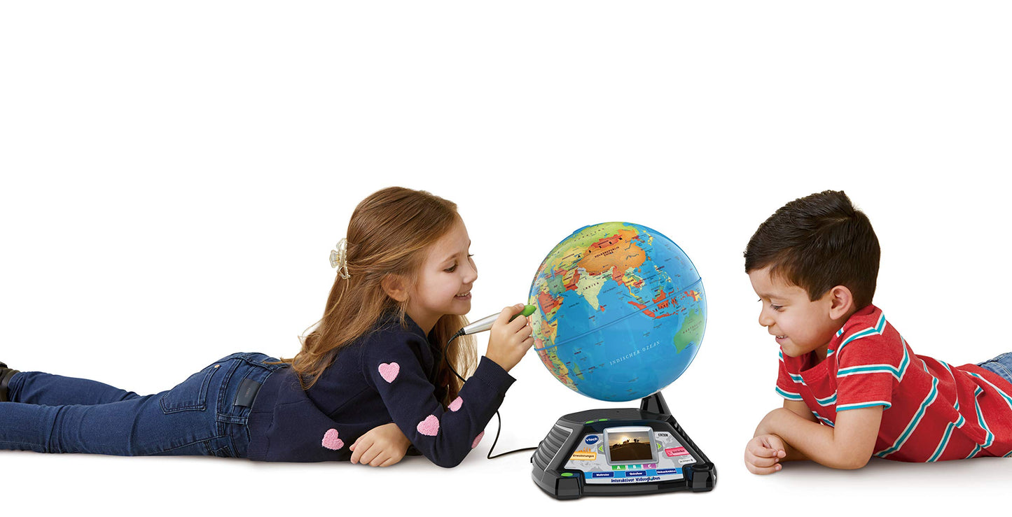 VTech Interactive Video Globe - globe with screen, auditory and visual learning content (German version) - perfect for starting school - for children aged 7 and above