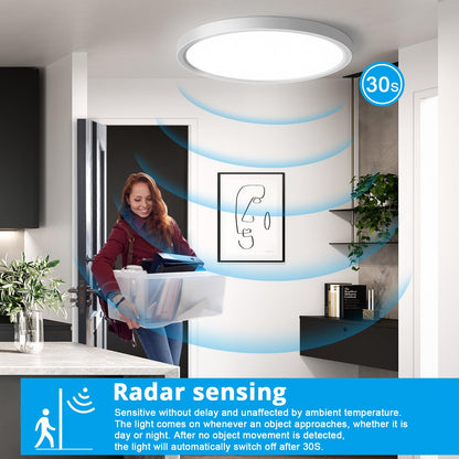 OPPEARL [4 pieces lamp with motion sensor indoor 23CM, 18W ceiling light with motion sensor round, 4000K LED ceiling lamp motion sensor as hallway light, balcony/garage/cellar/storage room lamp.