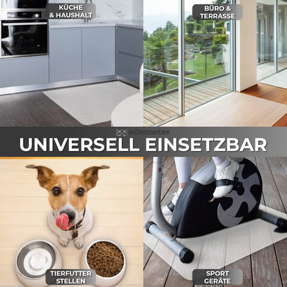 Kingwork floor protection mat for office chair in various sizes - office chair pad non-slip in milky white - Made in Germany - 90 x 120 cm