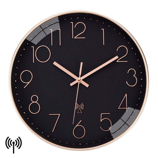 VIVILINEN Silent Wall Clock Modern Atomic Clock Non-Ticking Decorative Clock for Living Room Bedroom Office Kitchen 30x30cm/12 inches