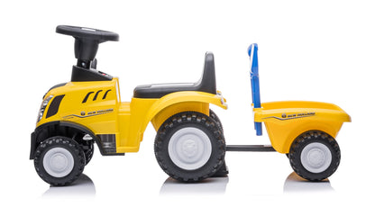 Children's slide car slide vehicle New Holland tractor with trailer push toy children's vehicle walking aid with horn plastic (yellow)